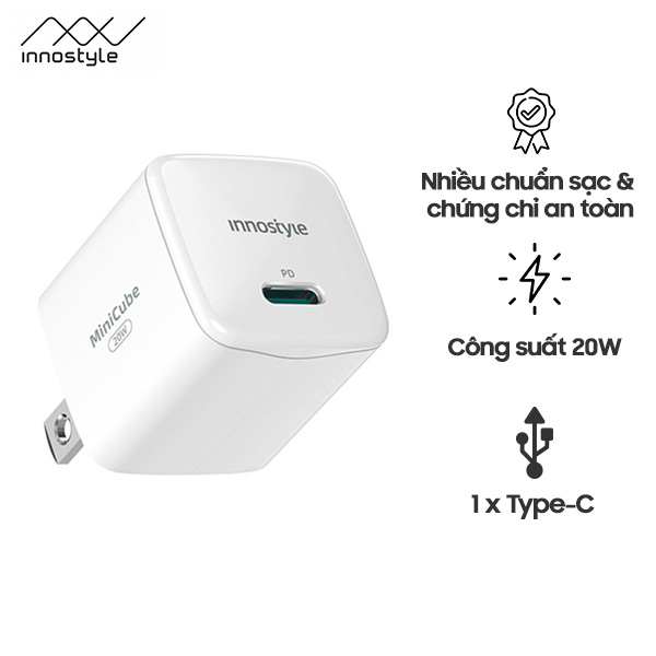 Sạc Nhanh Siêu Nhỏ Innostyle Ultra Minicube 20W - Trắng