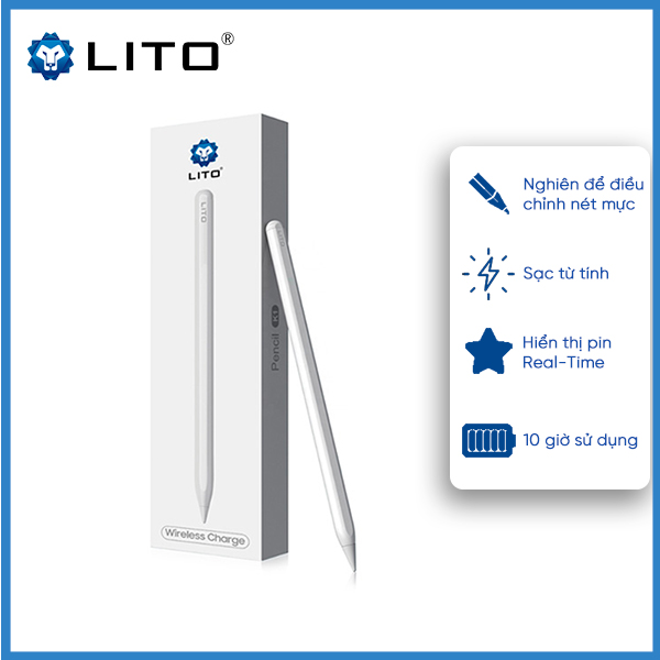 Bút Cảm Ứng LITO K1 Sạc Từ Tính Không Dây, Công Nghệ Chống Tì Tay - Trắng