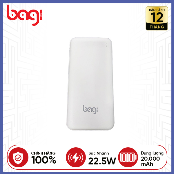 Pin Sạc Dự Phòng Nhanh Bagi P20 20.000mAh 22.5W - Trắng