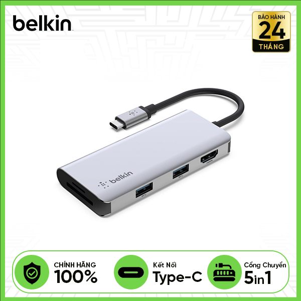 Hub chuyển đổi BELKIN CONNECT USB-C 5-in-1 - Đen