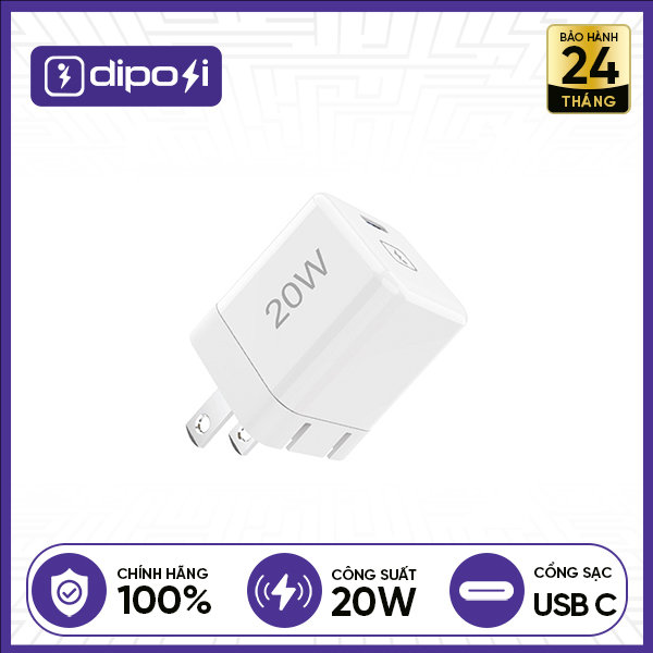 Củ Sạc Nhanh Diposi USB-C PD20W Chính Hãng - Trắng