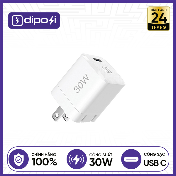 Củ Sạc Nhanh Diposi USB-C PD30W GaN Chính Hãng - Trắng