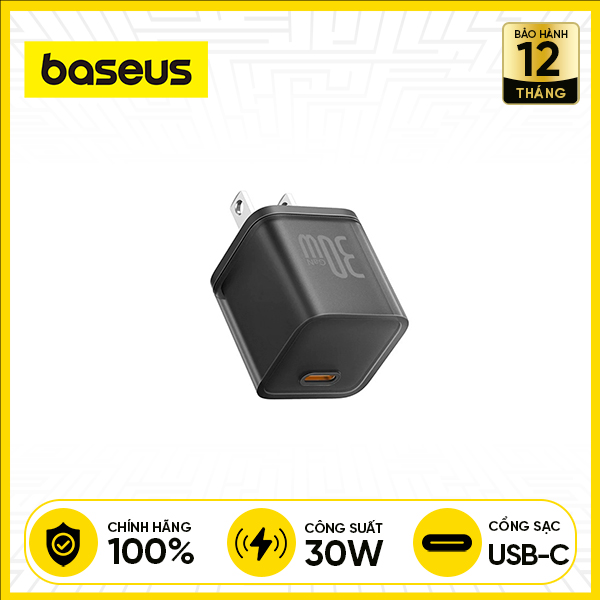 Củ Sạc Nhanh BASEUS GaN5S 1C 30W US - Đen