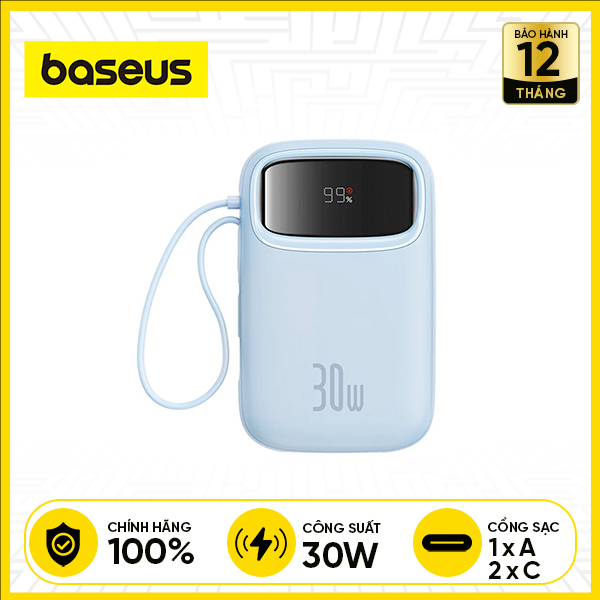 Pin Sạc Dự Phòng BASEUS QPow 2 30W 10000mAh - Xanh Dương