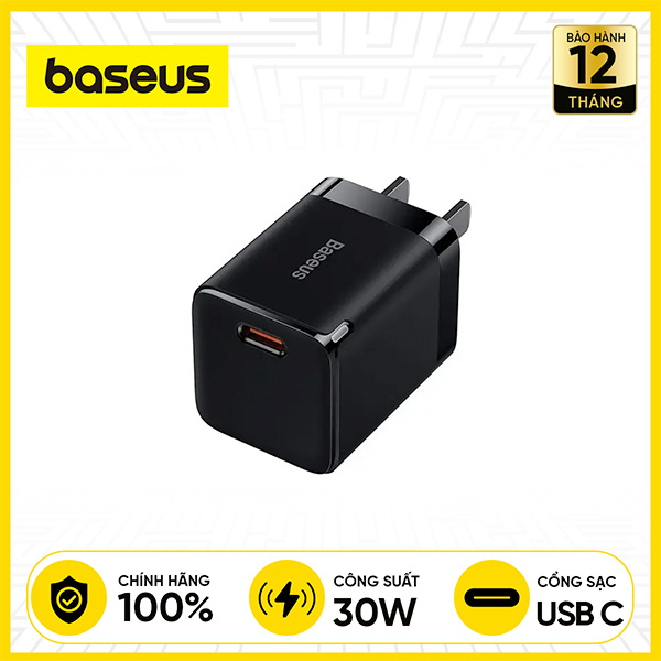Củ Sạc Nhanh Baseus GaN3 Quick Charger 1C 30W - Đen