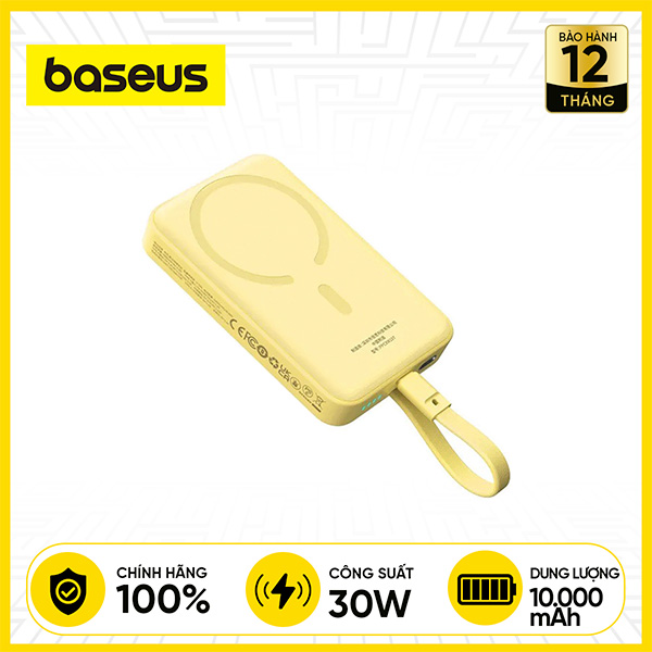 Pin Sạc Dự Phòng Không Dây Baseus Magnetic Mini Wireless 10.000mAh 30W - Vàng