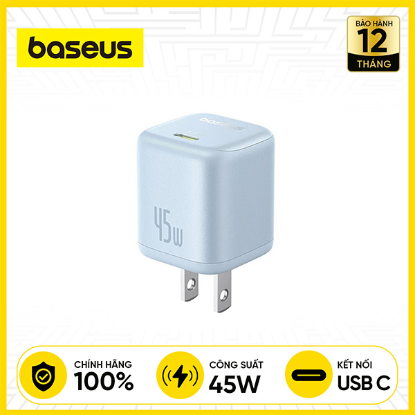 Củ Sạc Nhanh Baseus PicoGo GaN Pro 1C 45W Chính Hãng - Xanh