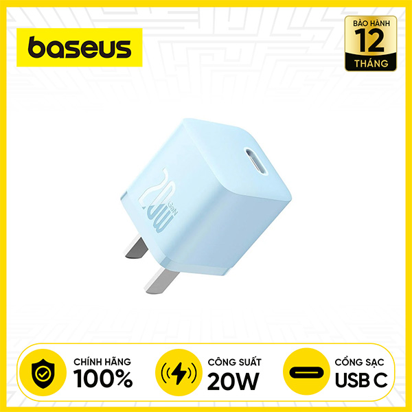 Củ Sạc BASEUS GaN5 Fast Charger 1C 20W - Xanh dương