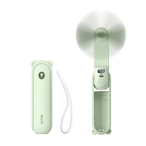 Quạt cầm tay mini 3 in 1 Jisulife F8X 4500mAh Chính Hãng - Xanh Lá