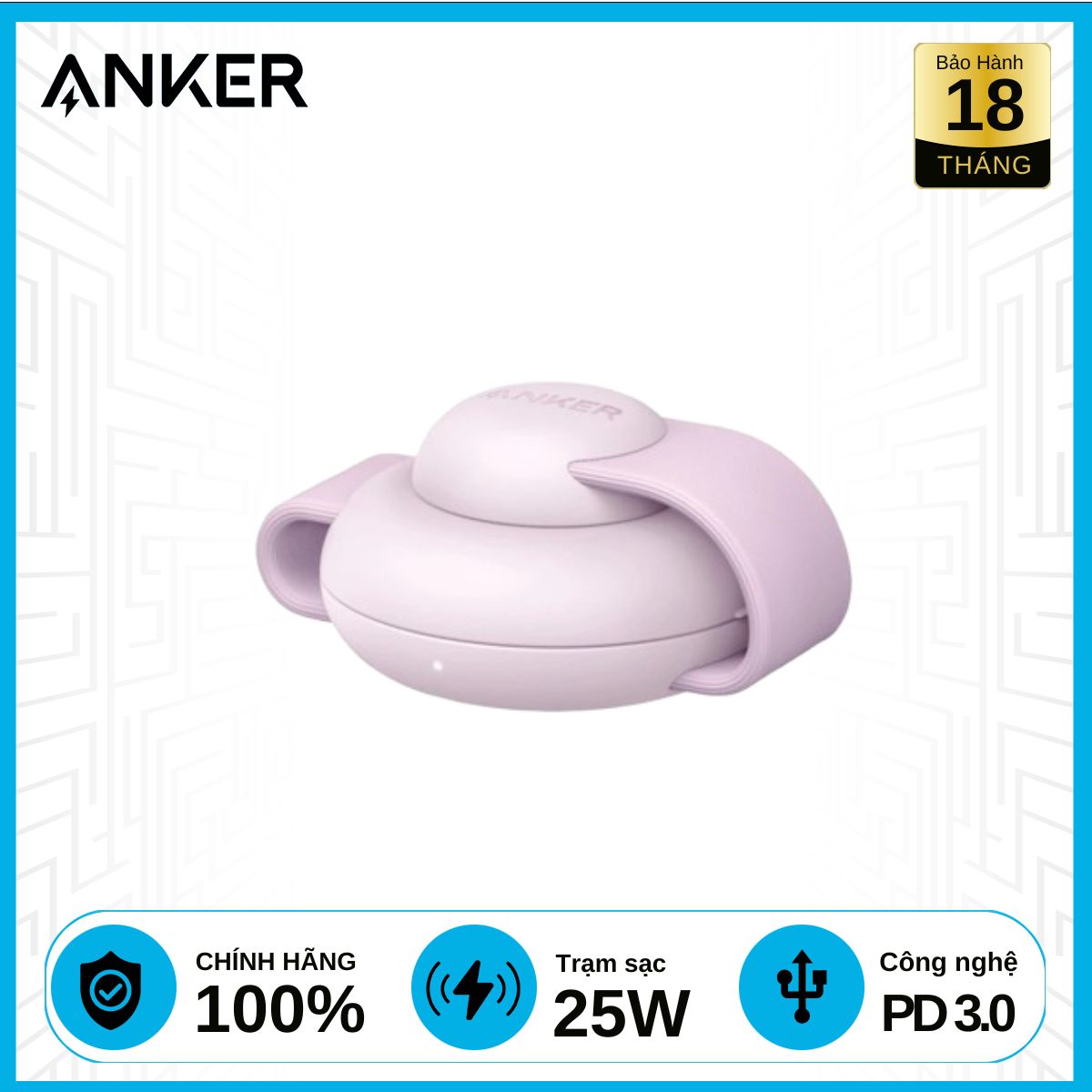 Đế sạc Anker không dây Maggo 3 trong 1 gập B25M8 Chính Hãng - Hồng