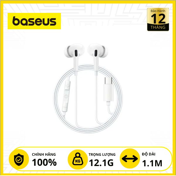 Tai Nghe Có Dây BASEUS Encok C18 Type-C Chính Hãng - Trắng