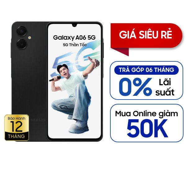 Samsung Galaxy A06 5G 4GB/128GB Chính Hãng - BHĐT - Đen Huyền