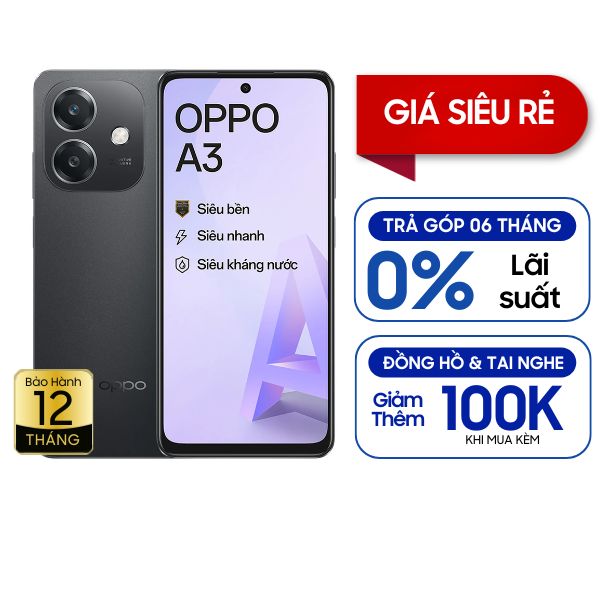 Oppo A3 8GB/256GB Chính Hãng - Đen