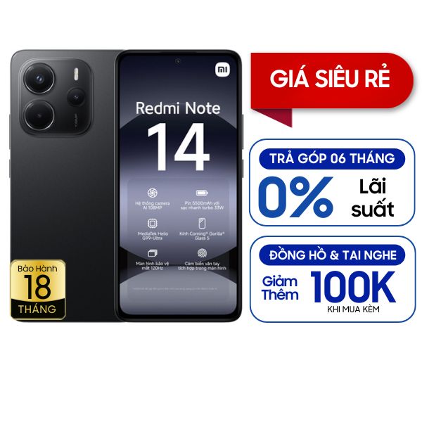 Xiaomi Redmi Note 14 6GB/128GB - Fullbox - Đen