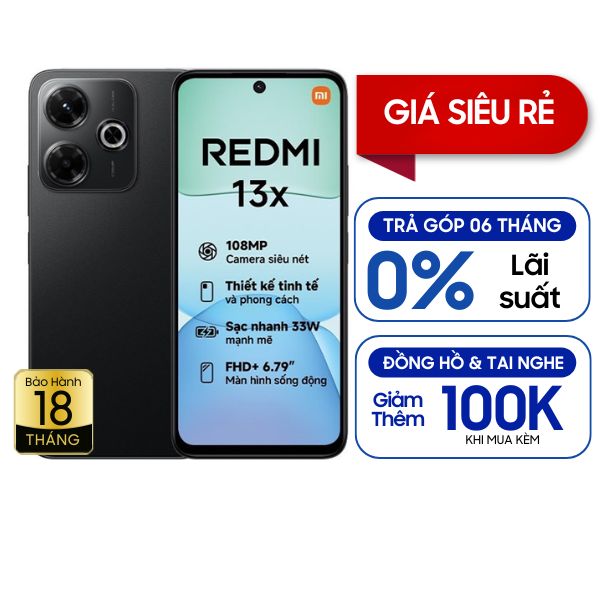 Xiaomi Redmi 13x 6GB/128GB Chính Hãng - Đen