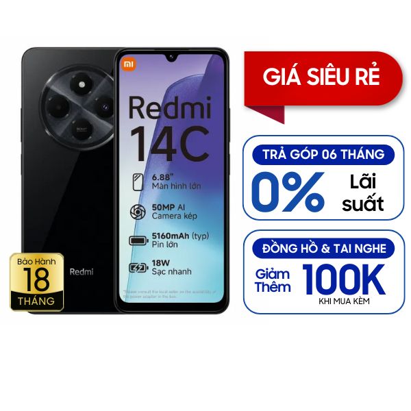 Xiaomi Redmi 14C 4GB/128GB - Fullbox - Đen