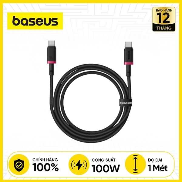 Cáp Baseus Dura Series Usb-C To C 100W 1m - Đen Đỏ