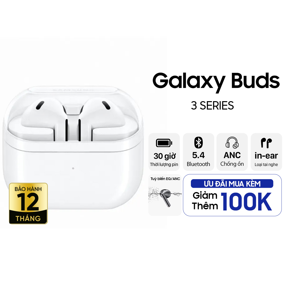 Tai Nghe Bluetooth Samsung Galaxy Buds3 Fullbox - Trắng