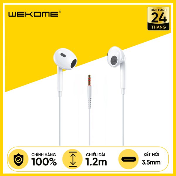 Tai Nghe Có Dây WEKOME YA18 Jack 3.5mm Chính Hãng - Trắng