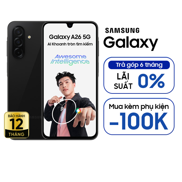 Samsung Galaxy A26 5G 8GB/128GB Chính Hãng - BHĐT - Đen Opal